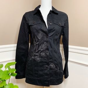 black rose jean jacket
